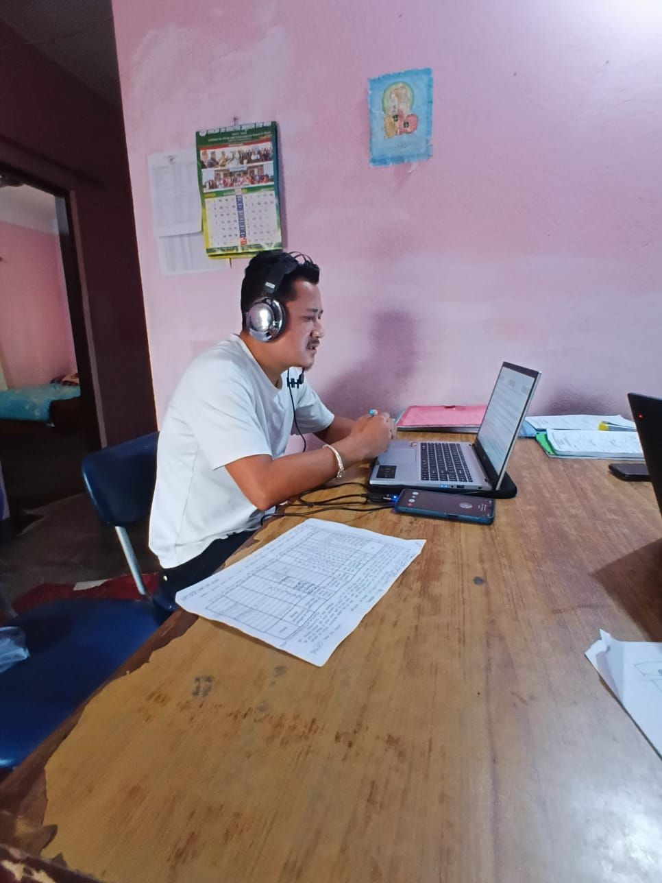 Telephone interview with migrated respondent